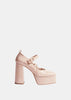 Pink Heart Toe Platform Laceup Ballerina Heel