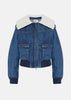 Blue Denim Knit Collar Jacket