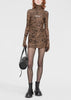Leopard-Print Gloved Mini Dress