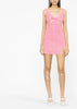 Pink Boucle V-Neck Mini Dress
