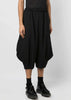 Black Elasticated-Waist Tapered Cropped Trousers