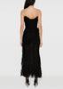 Black Lace Evening Slip Dress With Rose Detail