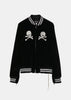 Black Silk Velvet Varsity Jacket