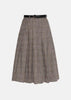 Brown Check Pleated Midi Skirt