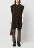 Brown Checkerboard-Pattern Knitted Vest