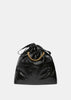 Black Medium Crush Leather Tote Bag