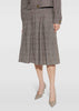 Brown Check Pleated Midi Skirt