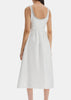 White Taffeta Diamante Midi Dress