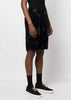 Black All-Over Design Velour Shorts