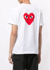 White & Red Heart Print Logo T-Shirt