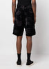 Black All-Over Design Velour Shorts