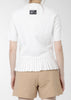 White Pintuck Pattern Jacquard Mock Neck Knit Pullover