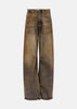 Brown Raw-Cut Wide-Leg Jeans