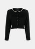 Black Long Sleeve Fitted Cropped Cardigan