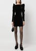 Black Velvet Lace Intarsia Mini Dress