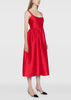 Red Taffeta Diamante Midi Dress