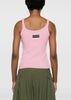 Pink Crescent Moon-Embroidered Tank Top
