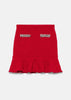 Red Textured Knit Mini Skirt