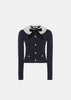 Navy Jewel Buttoned Knit Cardigan