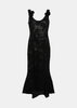 Black Floral-Appliqué Dress