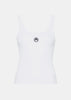 White Crescent Moon-Embroidered Tank Top