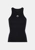 Black Moon-Embroidered Ribbed Tank Top