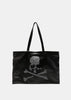 Black Skull-Print Leather Tote Bag