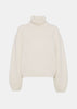 Off White Ribbed Turtleneck Top