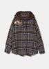 Purple Bead Embroidery Check Hooded Shirt