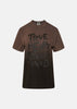 Brown Slogan-Print Cotton T-Shirt