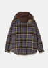 Purple Bead Embroidery Check Hooded Shirt