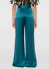 Teal Silk Tuck Pants