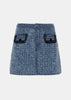 Blue Textured Denim Mini Skirt