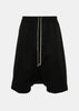 Black Poplin Drop-Crotch Shorts