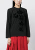 Black Floral-Appliqué Piqué Sweatshirt