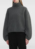 Grey Melange Ribbed Turtleneck Top