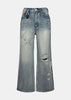 Faded Blue Totem Laser Jeans