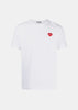 White & Pixelated Red Heart Patch T-Shirt