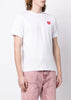 White & Pixelated Red Heart Patch T-Shirt