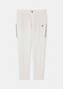 White Deformed Staggered Jacquard Trousers