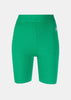 Green Ribbed Biker Shorts
