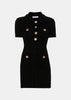 Black Jewel Button Mini Dress