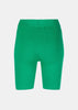 Green Ribbed Biker Shorts