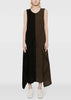 Brown Colour-block Sleeveless Midi Dress