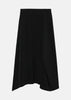 Black Y-Panel Tuck Flared Skirt