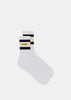 White / Almond / Dark Navy Serif Logo Socks