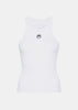 White Moon-Embroidered Ribbed Tank Top