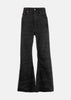 Black Crease-Effect Flared Jeans