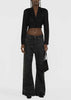 Black Crease-Effect Flared Jeans