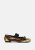 Black Gold Leather Ballet Shoes